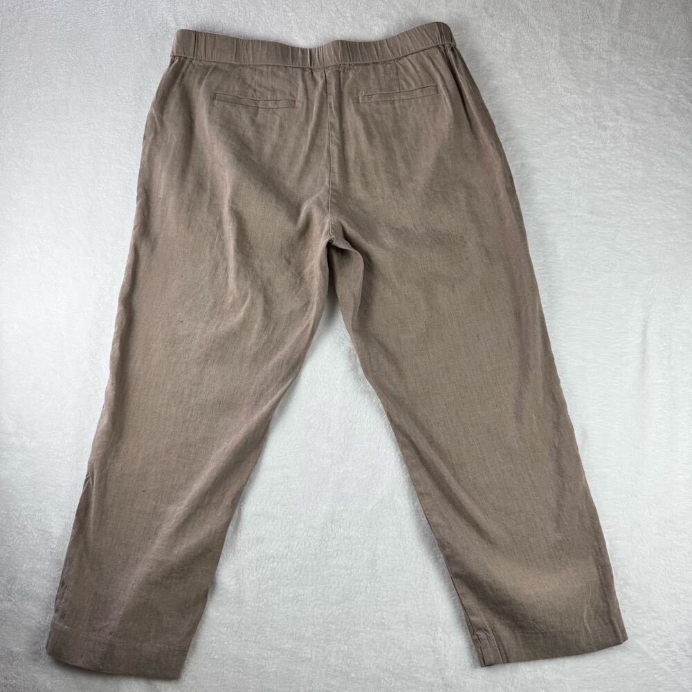 J.Jill Linen Stretch Crop Pants Women M Petite Beige Taupe Pull On Ankle Casual - Picture 5 of 13